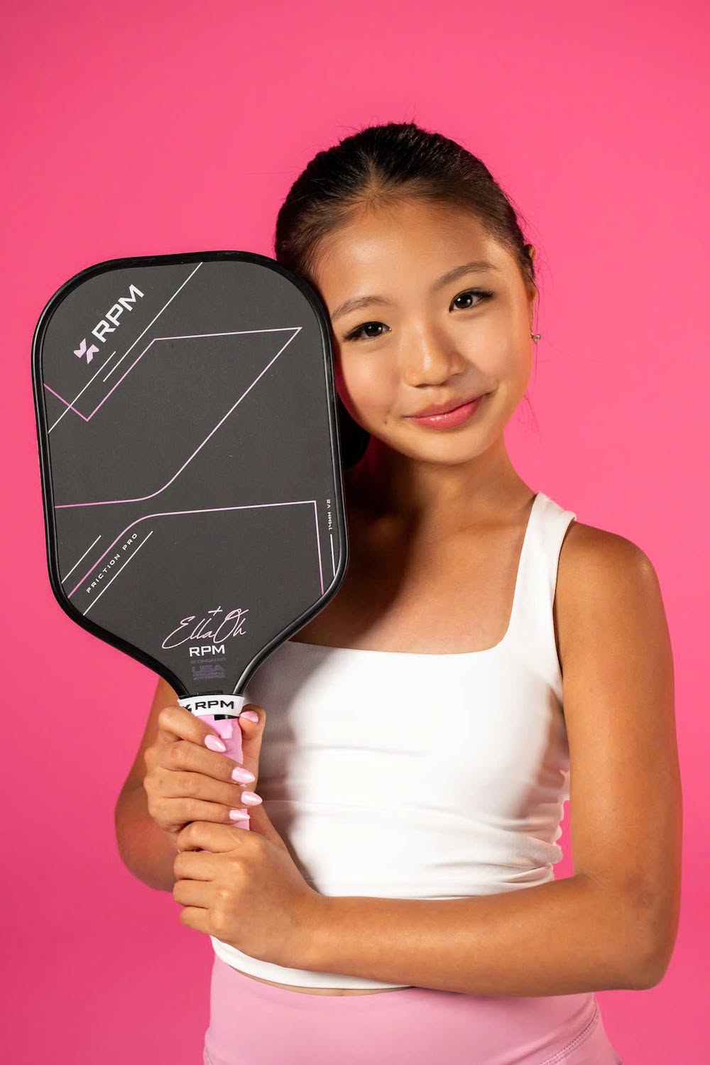 Vợt Pickleball RPM V2 Ella Oh Pink Elongated 14MM 4